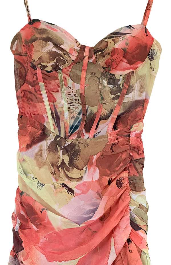 BNWT PrettyLittleThing Orange Floral Print Bodycon Dress – Size 8